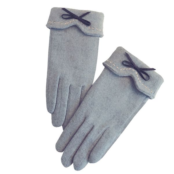 

new autumn winter female wool warm gloves full finger mittens double thick women touch screen driving gloves g001, Blue;gray