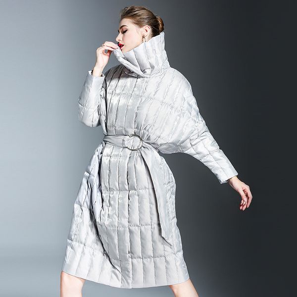 

2019 пояс яркий щепка зимние куртки женщины топы плюс размер puffer jacket сыпучие белая утка вниз одежда женщины пальто длинные ll005, Black