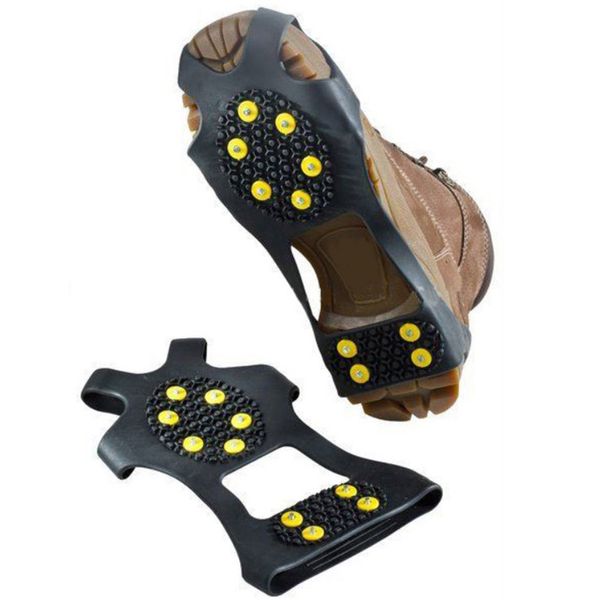 

size s-xl 10 studs anti-skid ice gripper spike winter climbing anti-slip snow spikes grips cleats over shoes covers crampon, Black;blue