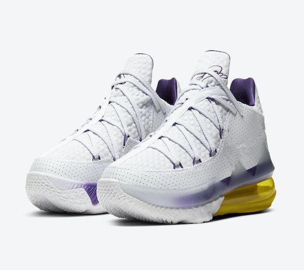 

new lebrons 17 low ep lakers home xvii james white purple yellow men basketball shoes with box size 7-12, Black