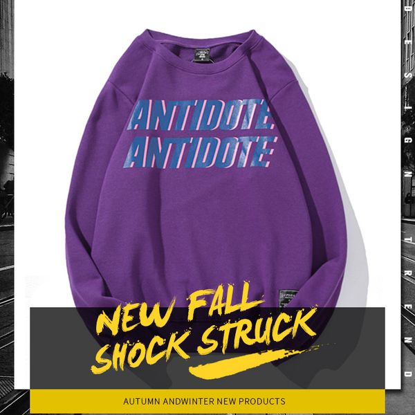 

designer hoodies for women new solid color crew neck sweater with letter print hoodie men trend hip hop clothing 4 style, Black