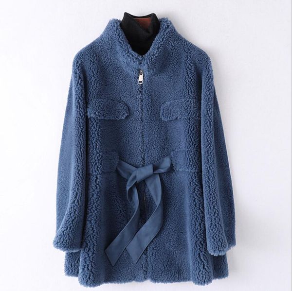 

winter coat women 2019 winter new slim sheep shear coat luxury faux fur jacket, Black