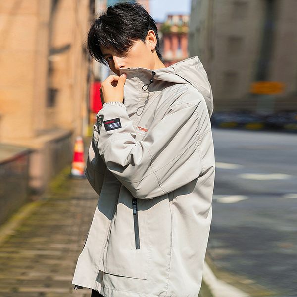 

micro for autumn new products lettered embroidery closed zipper pocket jacket, Black;brown