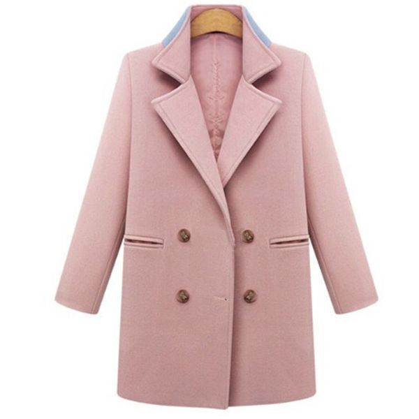 Forma-Mulheres Jacket Estilo longo Quente Casaco de Inverno Mulheres Plus Size L-XXXXXXL simples casaco de lã da marinha Rosa Parka frete grátis