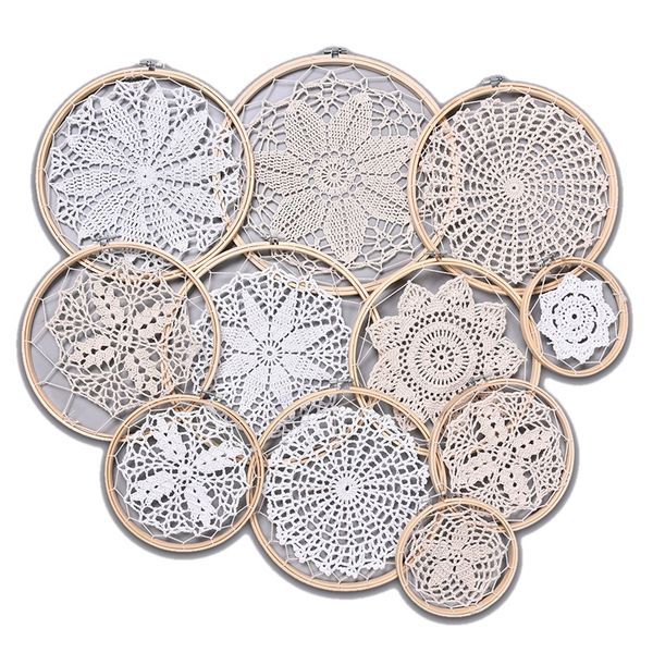 

diy большой салфетка кружева ловец снов set, boho ловец снов, настенные украшения, артистический home decor, boho декор спальня