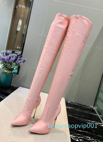 

new fashion womens boots stiletto heel ladies pointed toes thigh-high boots women high heel boots, Black