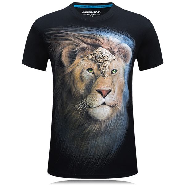 

summer men white t-shirt lion printed 3d tshirt homme casual hipster tees shirts male cotton camisetas hombre cool design, White;black
