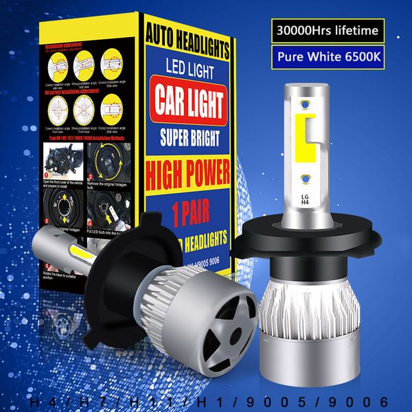 

roadot car headlight h7 led h4 led h1 h11 h3 9005 9006 6500k 12v 24v hb3 hb4 auto headlamp cob fog light bulb car lights