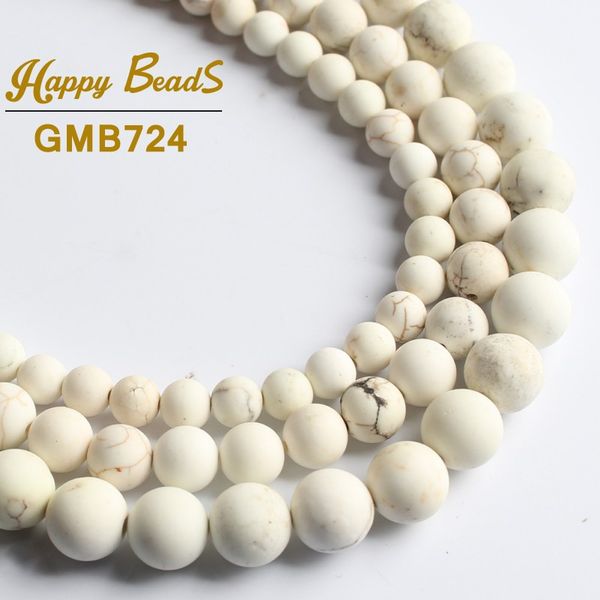 

natural gem stone matte white turquoises round loose spacer beads 6/8/10mm for jewelry making diy bracelet necklace 15" strand