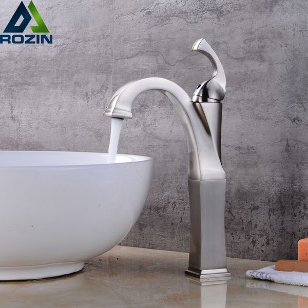 

deck mounted brushed nickel basin faucet single handle creative counterbathroom vessel sink tap cold washing faucet
