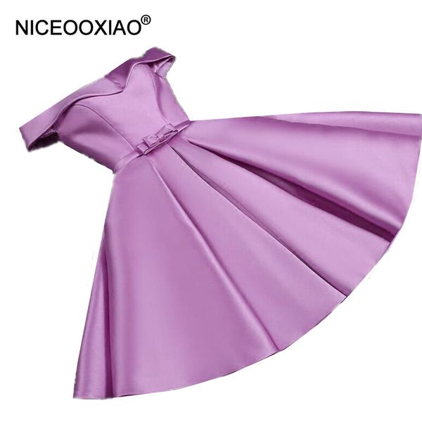

niceooxiao purple short evening dress 2019 new ball gown bow-tie party evening dress elegant formal abendkleid aw16, White;black