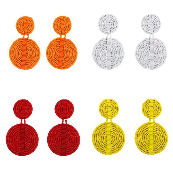 

pairs round beaded earrings drop dangle fashion simple chandelier ear decor, Silver