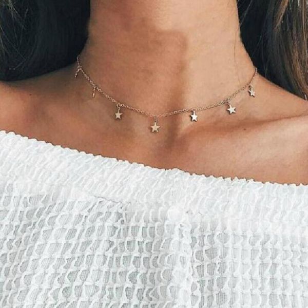 

fashion jewelry star moon choker necklace nice gift for women girl jewelry collana kolye bijoux collares mujer collier femme x36, Silver