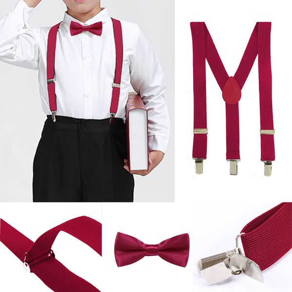 

2pcs boys bowtie kid suspender y-back adjustable elastic boys suspenders bow tie 1-8 year wedding braces ghhtr0003, Black;white