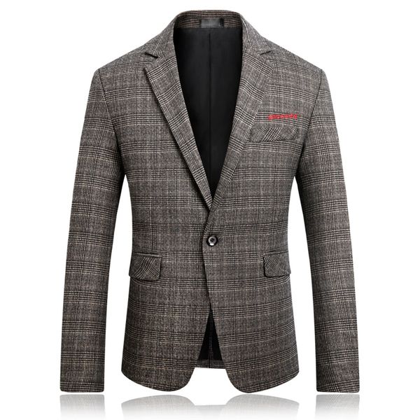 

2018 autumn men's long sleeve suit jackets business casual male lattice blazer jacket slim fit grid suit coats male size m-5xl, White;black