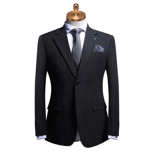 

men suit 2020 grey stripe formal business man wear wedding groom suits with pants vest blazer spring autumn winter mens suits 56, White;black