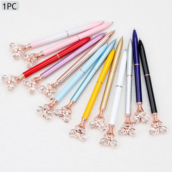 

1 pc crystal diamond butterfly ballpoint pen metal crown pen writing tool cute business stationery office school supplies, Blue;orange