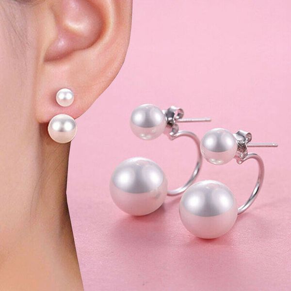 

2020 fashion trend women elegant ladies1 pairs pearl ear stud earrings set pierced evening party classic jewelrys gift present, Golden;silver