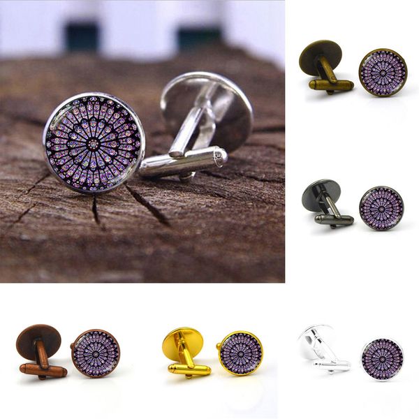 

notre dame's time gem cufflinks european and american fashion french men's cufflinks men's shirt glass cuff links wedding t81, Silver;golden