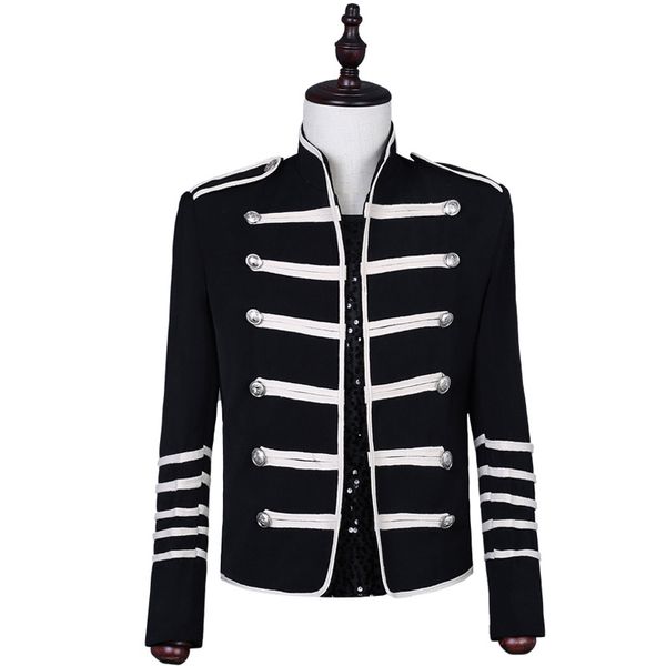 

court style men single breasted suit coats party prom dress blazers men slim fit suits chorus stage performance formal clothes, White;black