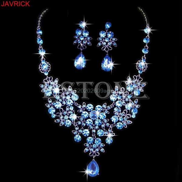 

wedding bridal formal party prom jewelry crystal rhinestone necklace set #h058#, Golden;silver
