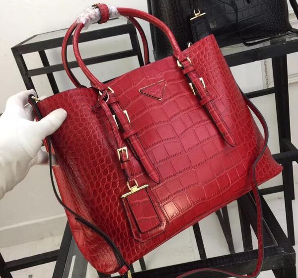 

1bg820 36cm double handles alligator leather totes bags,crocodile pattern handbags,1 inside flap pocket,nappa lining with dust bag