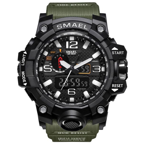 

2018 quartz watch men outdoor waterproof sport watches men's analog led digital watch relogio masculino, Slivery;brown