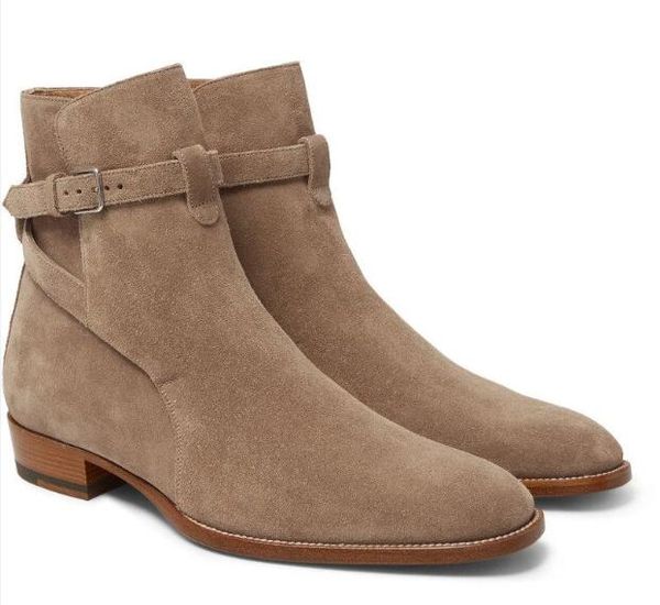 

new arrival men jurdu new list high d ankle strap west cowboy handmade suede boots genuine leather persional fashion shoes, Black