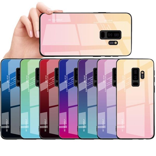 

tempered glass case for samsung galaxy s8 s9 s10 plus s10e a50 a30 70 a7 j6 a8 2018 note 8 9 aurora colorful cover case