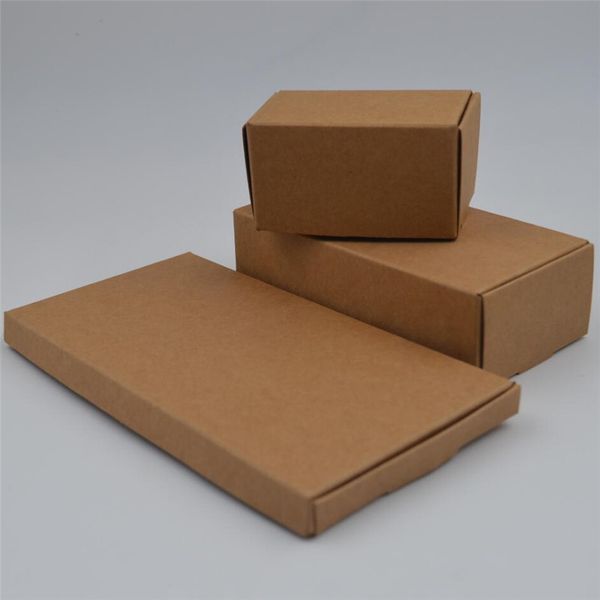

5pcs/lot natural brown kraft paper small gifts packaging box carton paperboard wedding party diy supply packing box 30sizes