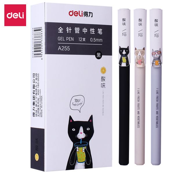 

deli gel pen 3 pcs 0.5mm korean creative kawaii cute cat gel pen student writing for school office stationery supplies