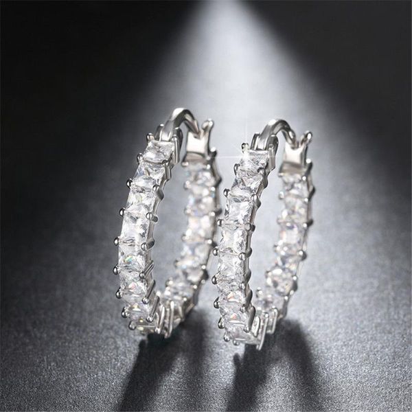 

sindlan big round huggie hoop cubic zirconia earrings women wedding earring jewelry gift 10mmx2mm, Golden