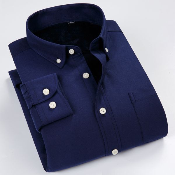 

мужская solid plus velvet толстые теплый оксфорд рубашка с длинным рукавом зимы смарт casual standard посадки удобные хлопковые рубашки плат, White;black