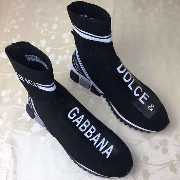 

2019 branded women multicolour fabric neaker boot lady black tretch knit running rubber out ole porty hoe 35 45