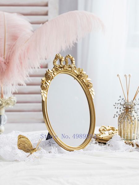 

creative resin gold retro mirror deskdecoration make up modern home deskwedding vintage home decor christmas