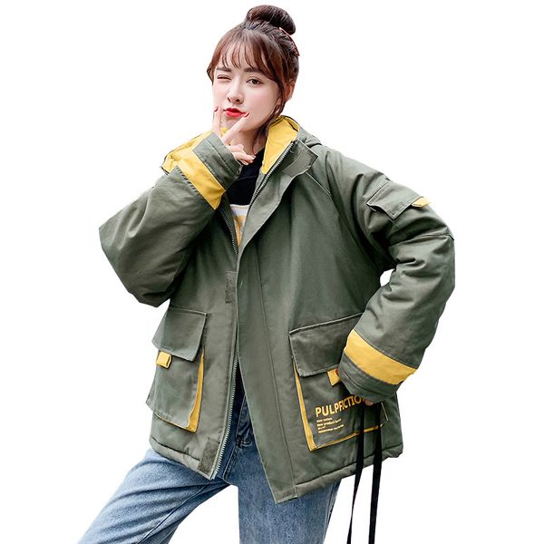 

korobov safari style coats women patchwork long sleeve hooded harajuku female jackets korean zipper pockets chaqueta mujer 79014, Black
