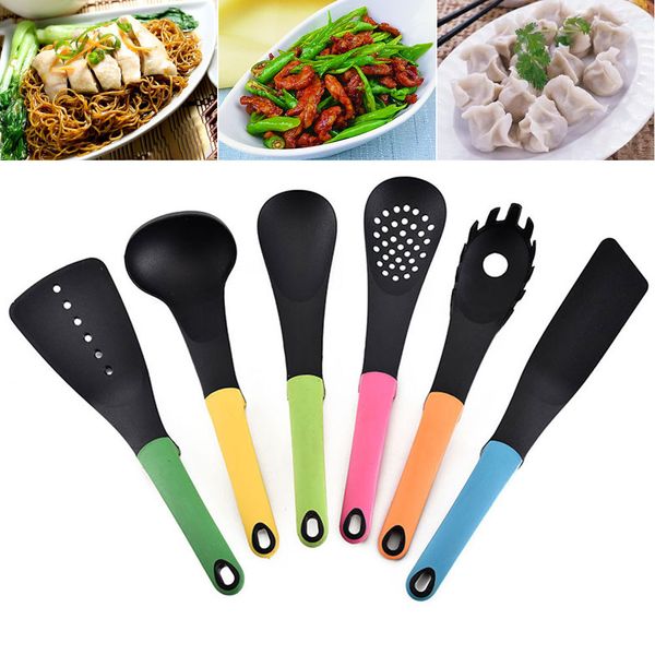 

6 шт набор шпатель хакера нейлон готовим инструмент посуда длинной ручкой спагетти ложка термостойкое slot gadget turner