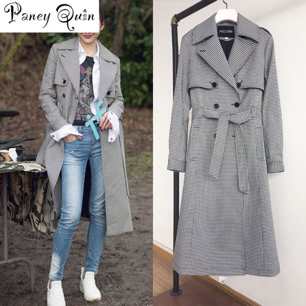 

women windbreaker trench female autumn winter double breasted trench business outerwear white coat long coat women, Tan;black