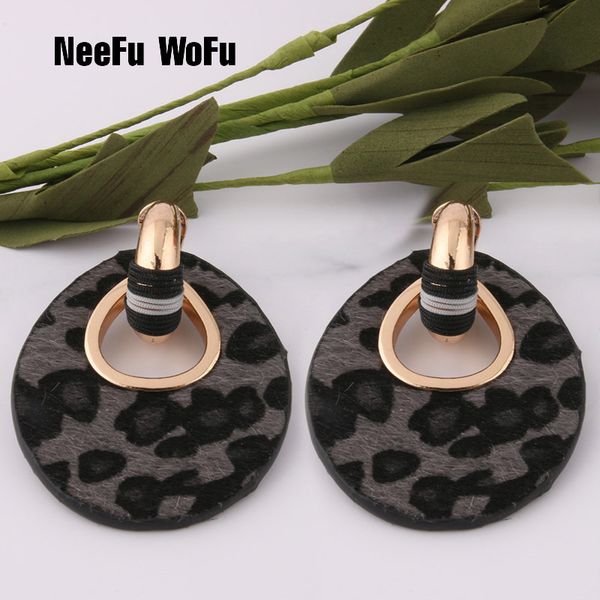 

neefuwofu leather big earrings water drop earring dangle large long ear leopard oorbellen brinco christmas gift, Golden