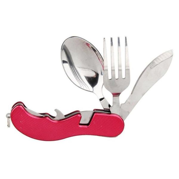 

camping tableware outdoor 3in1 folding travel camping utensil stainless pocket spoon fork combination #2o31
