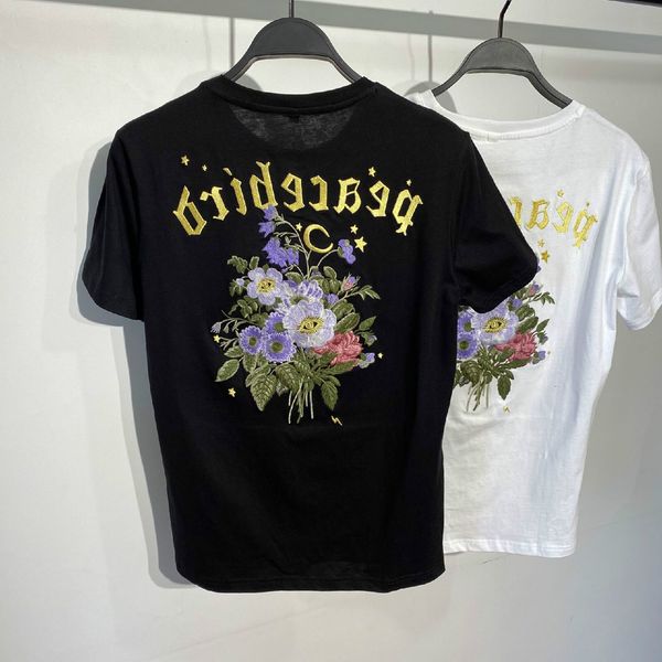 

2020 новых людей конструктора тенниски сыпучие повседневный street tide brand лето с короткими рукавами tee вышивка цветок черный и белый ев, White;black