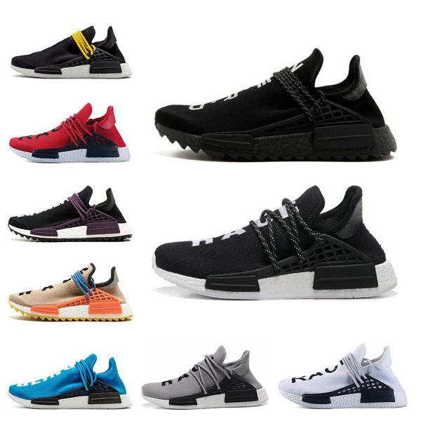 

Designer Human Race Hu trail pharrell williams men running shoes Nerd black cream Orange yellow women sports runner sneakers size 36-47