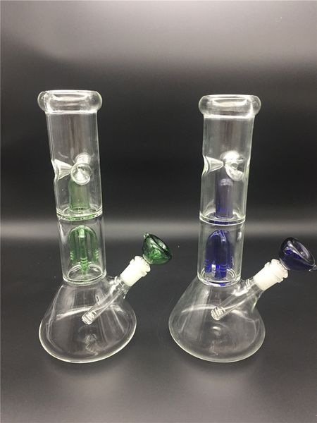 12 Zoll große Dab Rig-Bongs, 4-armiger Perc-Perkolator, Waben-Recycler-Bongs, Glaspfeifen, Bohrinseln, berauschende Bubbler-Becherbong mit Downstem-Kopf