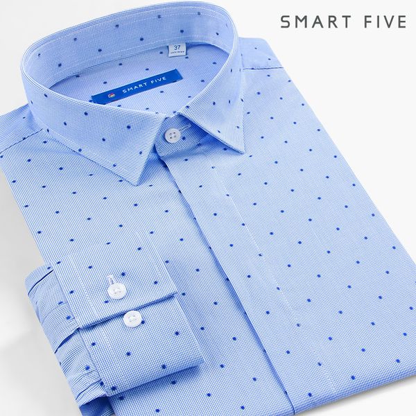 

smartfive business formal dress shirts long sleeve cotton dobby men shirts slim fit casual shirt camiseta hombre plus size, White;black