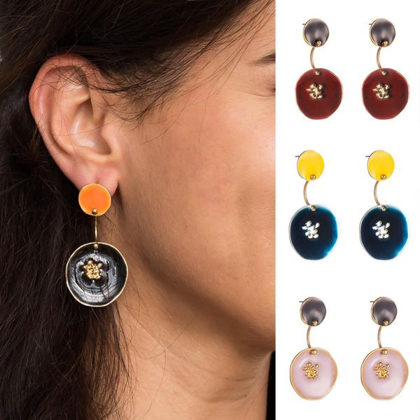 

women color block round geometric dangle drop ear stud earrings jewelry gift color block round dangle piercing party jewelry ear, Silver