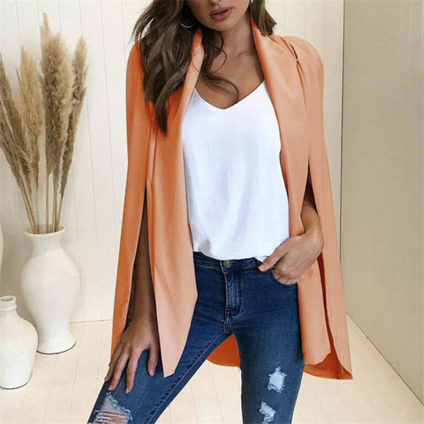 

women long sleeve lapel split cape coat fashion 2018 new pink/black jacket shawl cloak autumn ladies elegant cardigan outwear, Black;brown