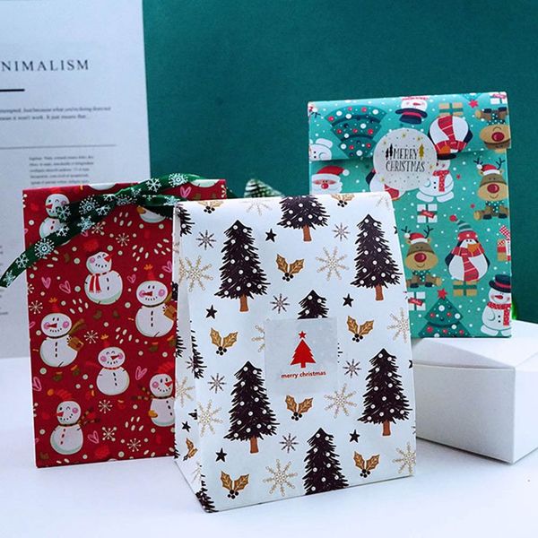

christmas gift bag santa snowman diy baking snack bag christmas candy holder bag white kraft paper xmas gift bags