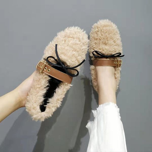 

loafers fur women shoes autumn casual female sneakers round toe flats 2019 fashion women's fall new boat big size dress winter, Black
