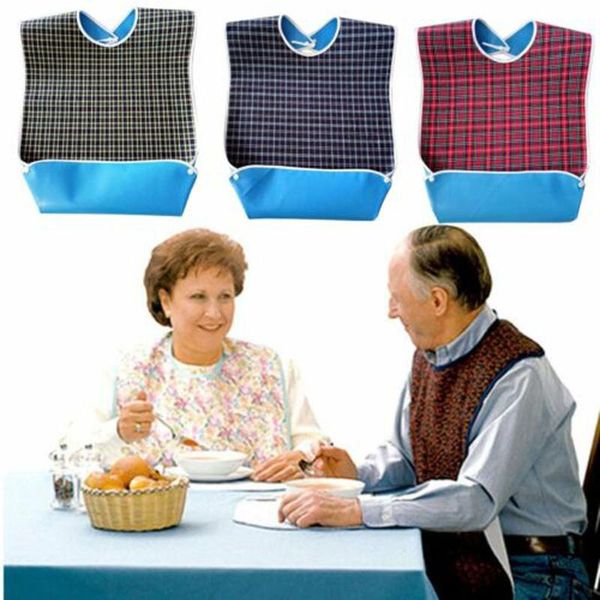 

waterproof anti-oil reusable big size bib elder mealtime elderly bibs protector detachable disability aid aprons 2020