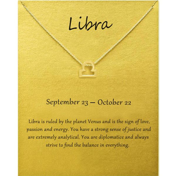 

fashion jewelry 12 constellation libra pendant necklaces for women zodiac chains necklace gold silver color birthday gift